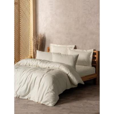Parure de lit Crème 100% coton renforcé - 220x240cm + 2 taies - PARURE DE COUETTE