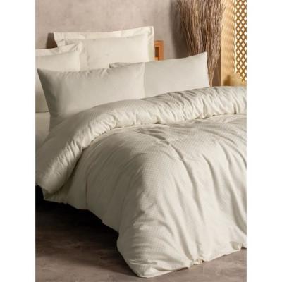 Parure de lit Crème 100% coton renforcé - 220x240cm + 2 taies - PARURE DE COUETTE