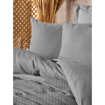Parure de lit 100% coton renforcé - Gris, 1 housse + 2 taies