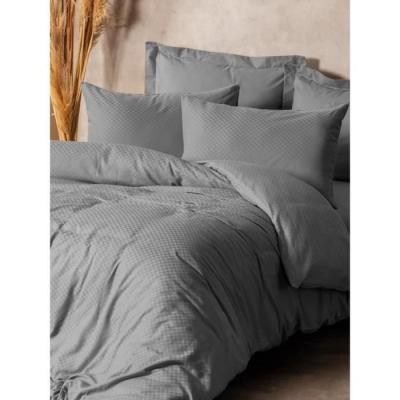 Parure de lit 100% coton renforcé - Gris, 1 housse + 2 taies
