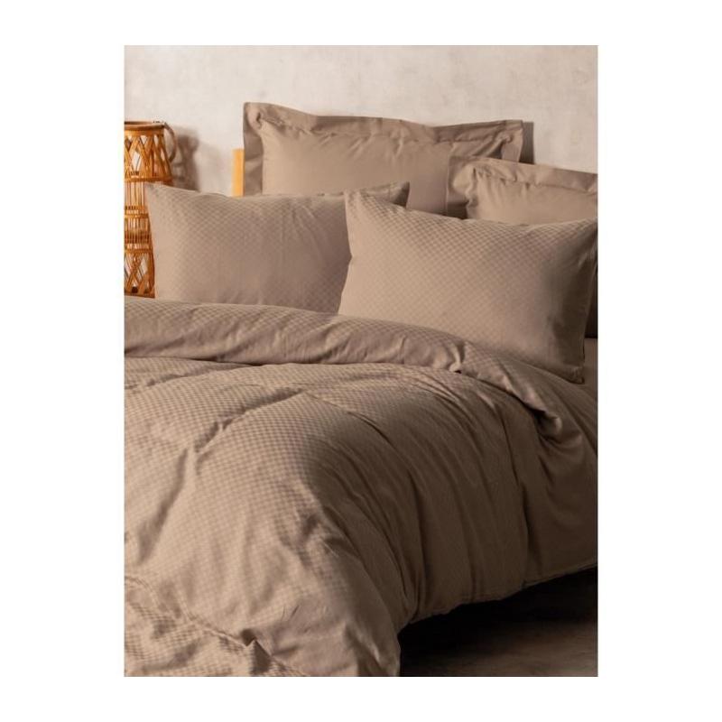 Parure de lit Vison 100% coton renforcé - 1 housse 220x240cm + 2 taies 60x60cm