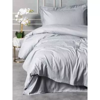 Parure de lit satinée 100% coton - Gris