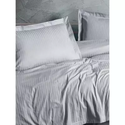 Parure de lit satinée 100% coton - Gris