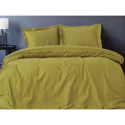 Parure de lit satinée 100% coton - Vert - 1 housse de couette + 2 taies - 220x240 cm
