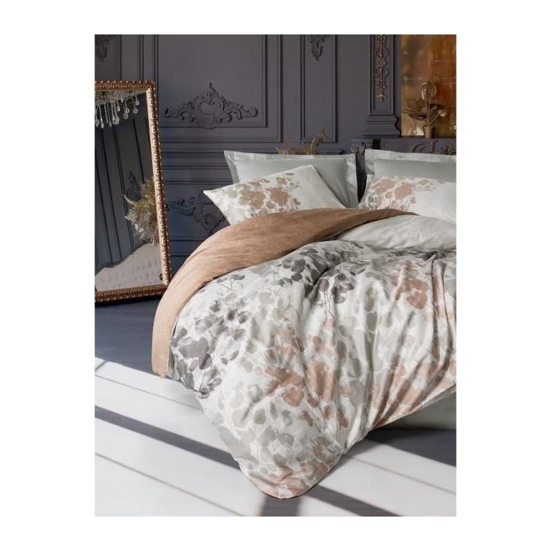 Parure de lit 220x240 cm + 2 taies 60x60 cm en Satiné 100% coton - Gris