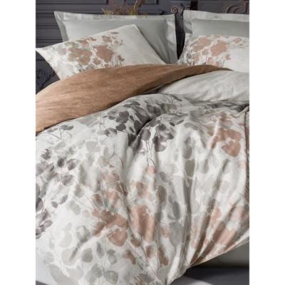 Parure de lit 220x240 cm + 2 taies 60x60 cm en Satiné 100% coton - Gris