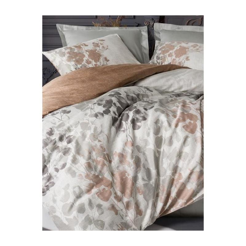 Parure de lit 220x240 cm + 2 taies 60x60 cm en Satiné 100% coton - Gris