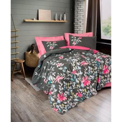 Parure de lit 220x240 cm - 100% coton - Rose