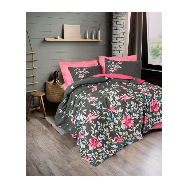 Parure de lit 220x240 cm - 100% coton - Rose
