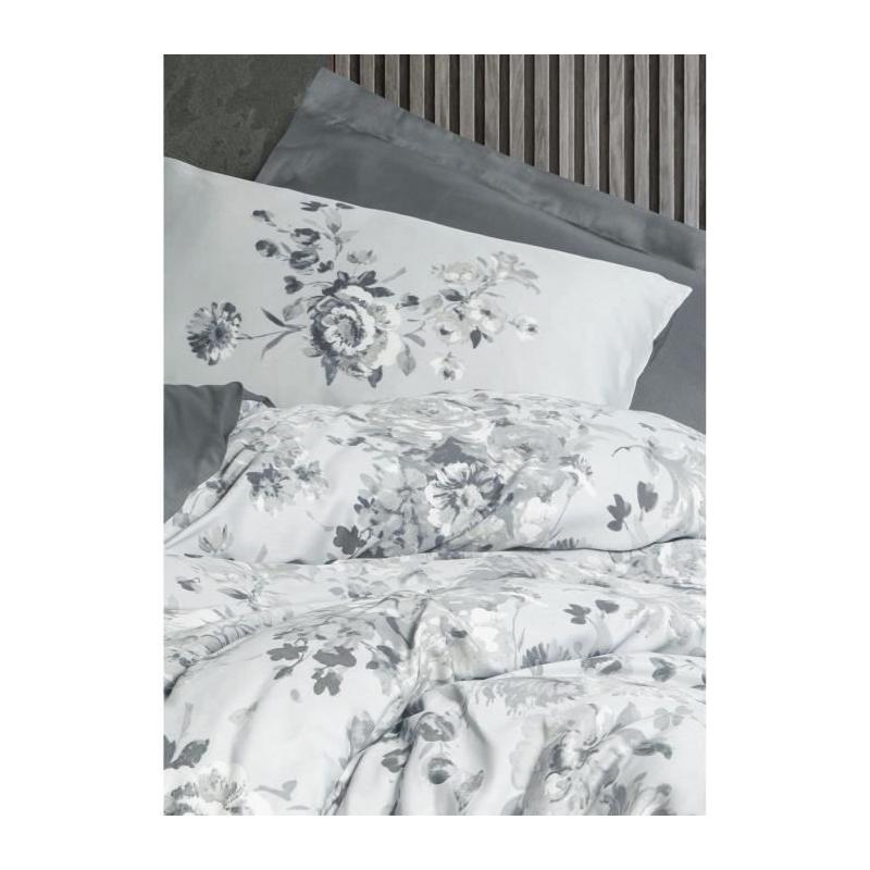 Parure de lit satinée 100% coton - Gris