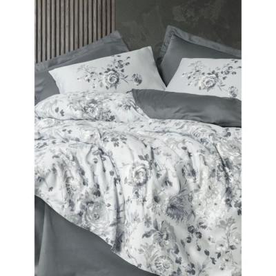 Parure de lit satinée 100% coton - Gris
