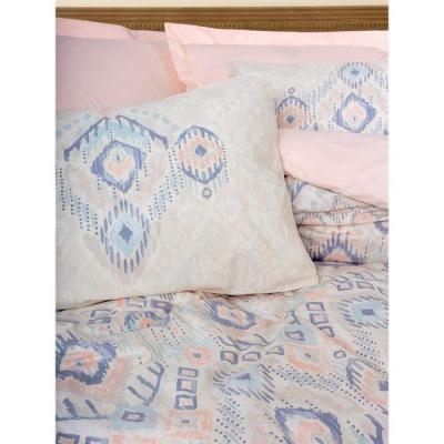 Parure de lit 220x240 cm + 2 taies 60x60 - 100% coton renforcé - Saumon