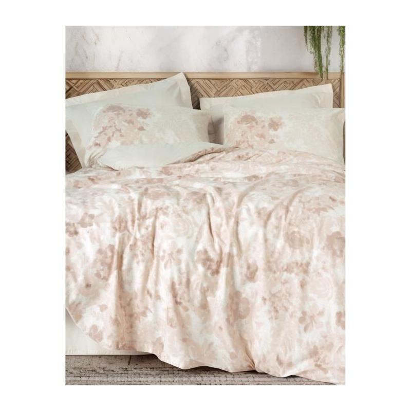 Parure de lit coton renforcé - Beige 220x240cm + 2 taies 60x60cm