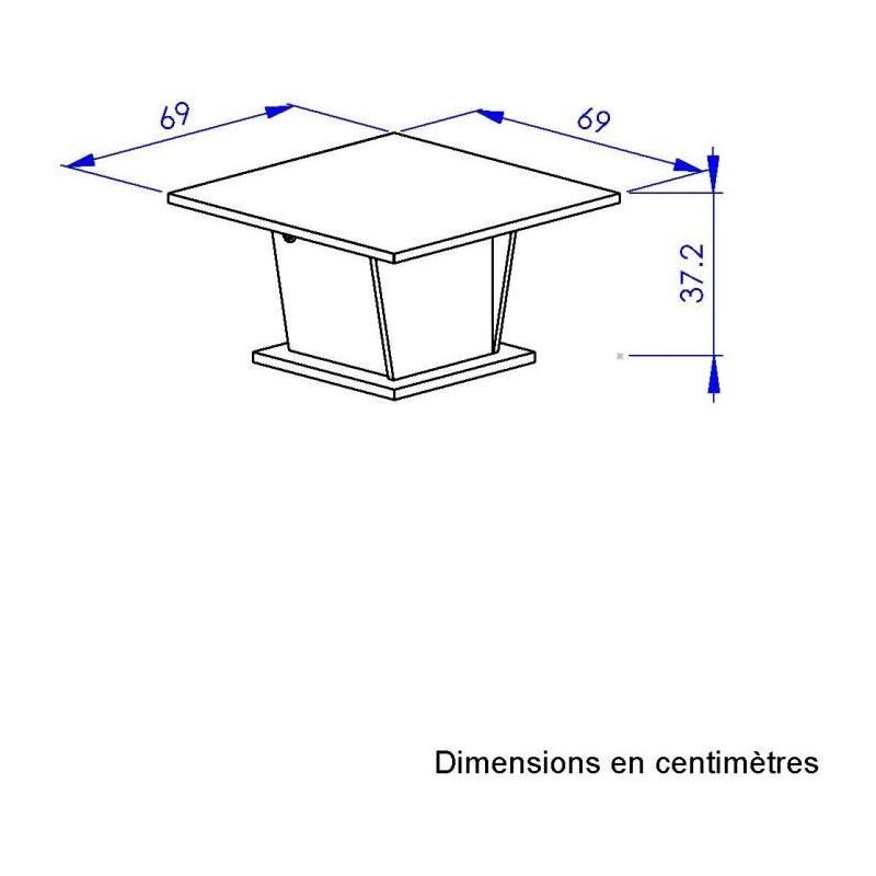 Table basse bar - ATOS - Carré - Chene Helvezia / Blanc - 69 x 69 x 38 cm