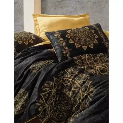 Parure de lit satinée 100% coton - Noir
