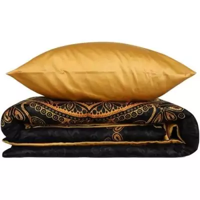 Parure de lit satinée 100% coton - Noir