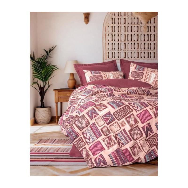 Parure de lit 220x240cm - 100% coton renforcé - Rouge