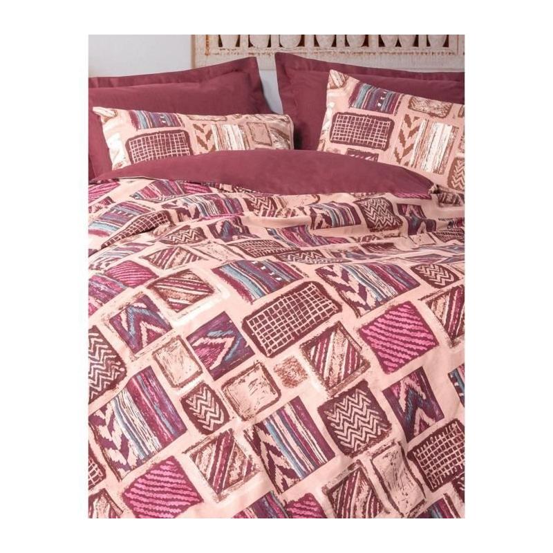Parure de lit 220x240cm - 100% coton renforcé - Rouge
