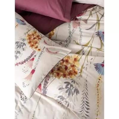Parure de lit Rouge 100% coton renforcé - 1 housse de couette 220x240cm + 2 taies d'oreiller 60x60cm