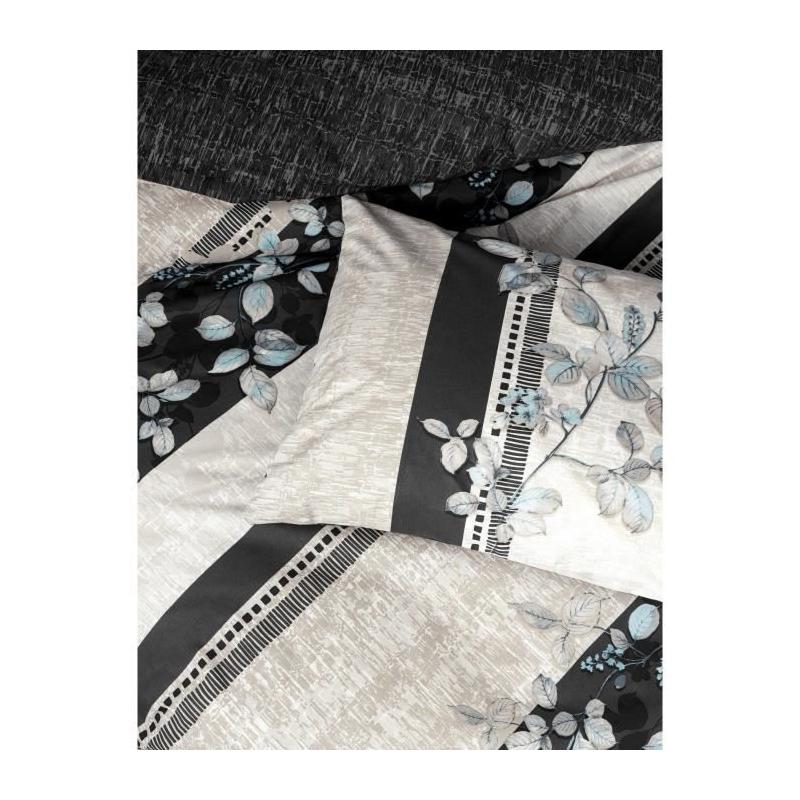 Parure de lit 220x240 cm + 2 taies 60x60 cm - Coton renforcé - Anthracite