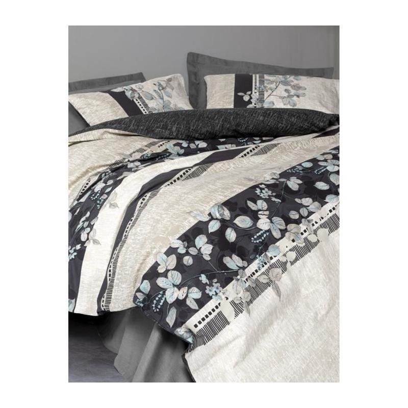 Parure de lit 220x240 cm + 2 taies 60x60 cm - Coton renforcé - Anthracite