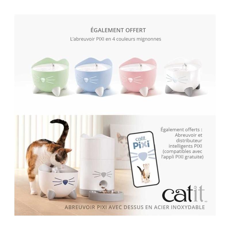 CAT IT Fontaine a eau automatique pour chat - 2,5 L (Acier inox et filtre)