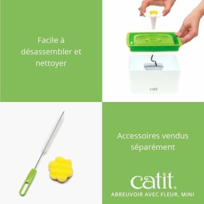 Fontaine a eau pour chat a fleur mini - CATIT - Flower mini - 1,5L - Accessible chatons et chats de petite taille - Vert