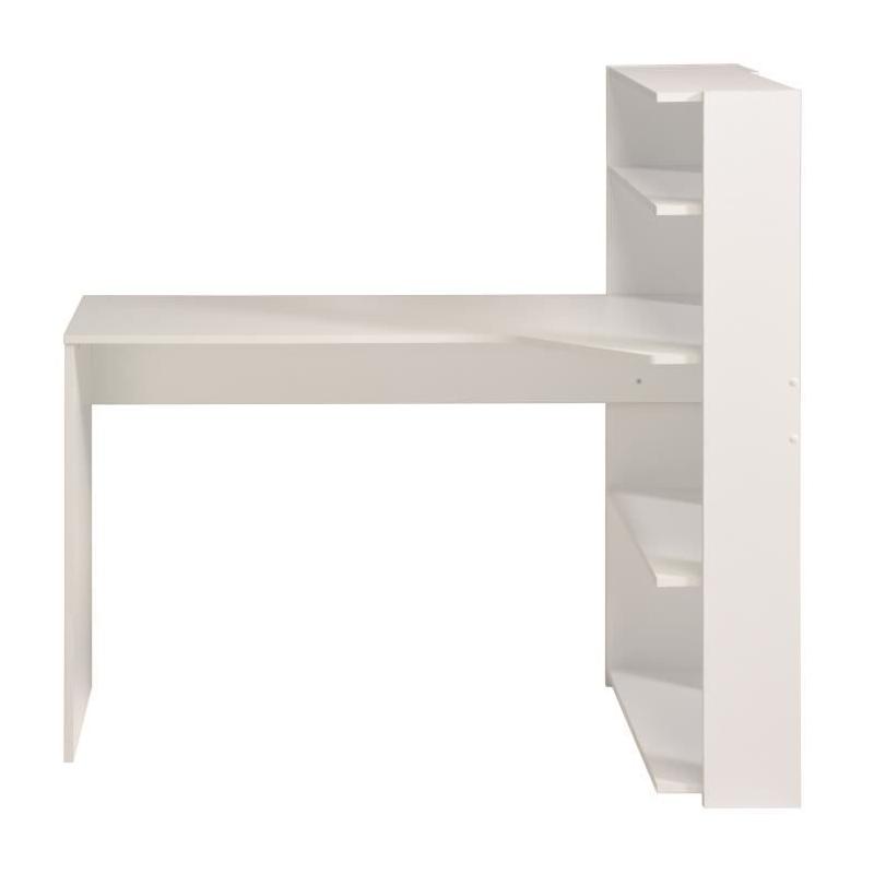 Bureau d'angle contemporain PARISOT JUNE - Blanc - L 122 cm - 1 plateau, 2 tablettes