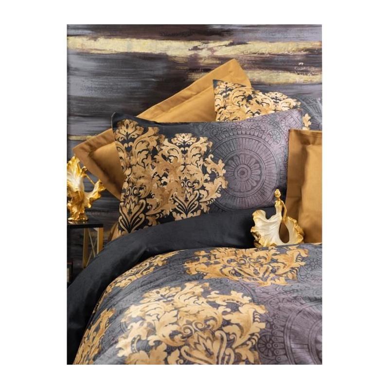 Parure de lit satinée 100% coton - Anthracite - 220x240cm