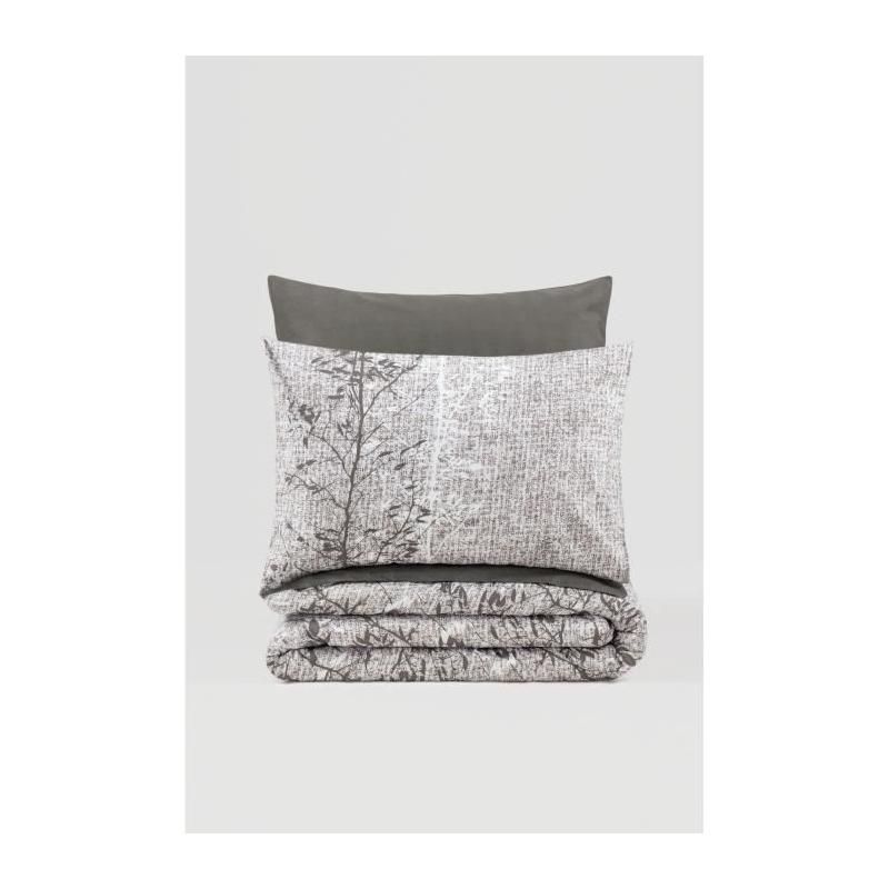 Parure de lit 220x240 cm + 2 taies 60x60 cm - Coton renforcé - Brun
