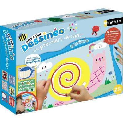 Jeu de loisirs créatifs - NATHAN - Dessinéo premiers dessins - 16 modeles évolutifs - A partir de 2 ans - Bleu