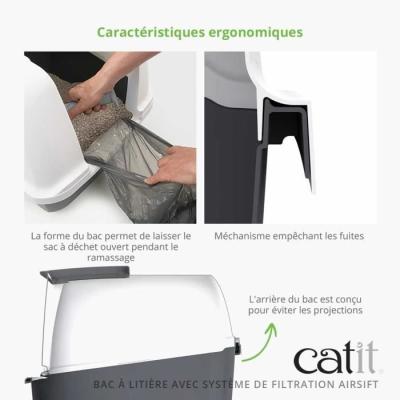 Maison de toilette Bac a litiere pour chat - CATIT - Airsift Jumbo - Systeme de filtration intégré - L. 57 x l. 50 x H. 46,5 c