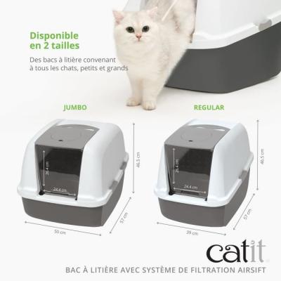 Maison de toilette Bac a litiere pour chat - CATIT - Airsift Jumbo - Systeme de filtration intégré - L. 57 x l. 50 x H. 46,5 c
