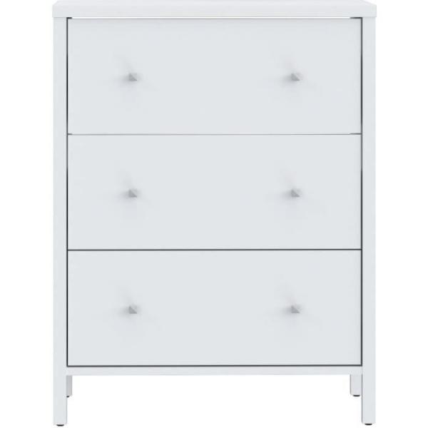 Meuble sous lavabo - Blanc - 3 tiroirs - L64 x P40 x H83 cm - IPSARION