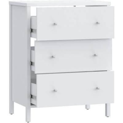Meuble sous lavabo - Blanc - 3 tiroirs - L64 x P40 x H83 cm - IPSARION
