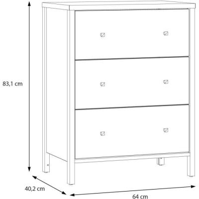 Meuble sous lavabo - Blanc - 3 tiroirs - L64 x P40 x H83 cm - IPSARION