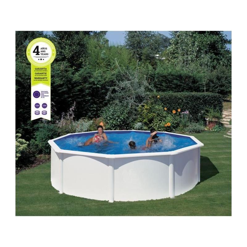 Kit Piscine hors sol blanche Ø480 x 132 cm + Filtre sable & échelle