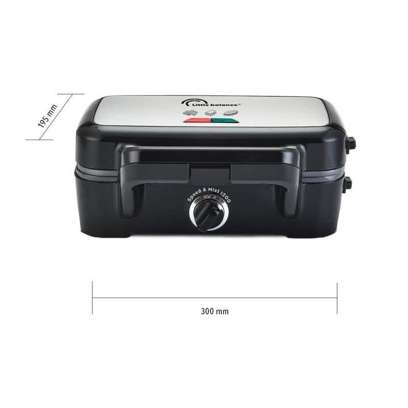 Gaufrier LITTLE BALANCE - Speed'n Mixt - 2 Plaques Interchangeables - Ouverture 180°C - 1200 W