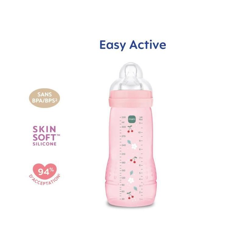 Biberon - MAM BABY - Easy Active - +6 mois - 330 ml - Tétine débit X - Berry