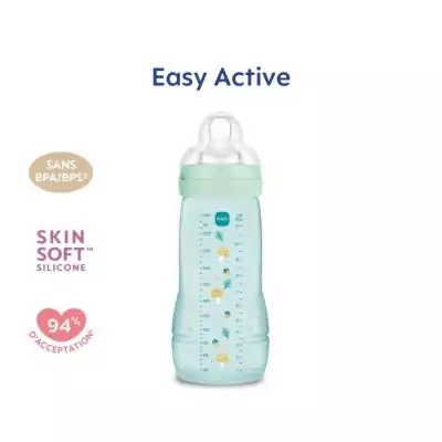 Biberon MAM BABY Easy Active 330ml +6 mois - Tétine débit X - Ice Biberon MAM BABY Easy Active 330ml +6 mois - Tétine débit X - Ice