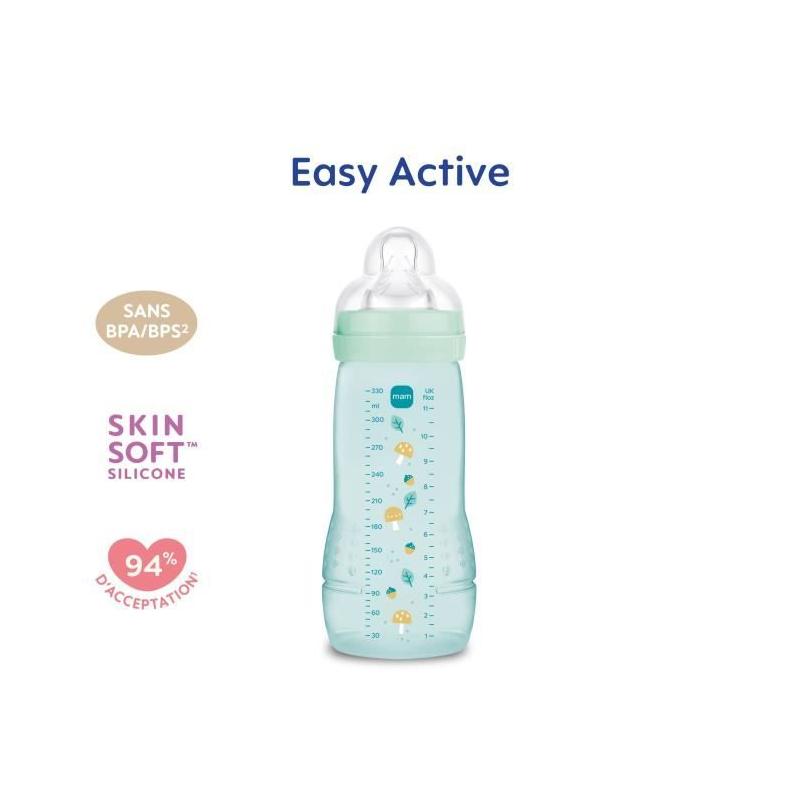 Biberon MAM BABY Easy Active 330ml +6 mois - Tétine débit X - Ice