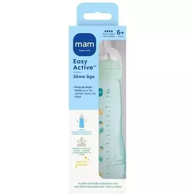 Biberon MAM BABY Easy Active 330ml +6 mois - Tétine débit X - Ice Biberon MAM BABY Easy Active 330ml +6 mois - Tétine débit X - Ice