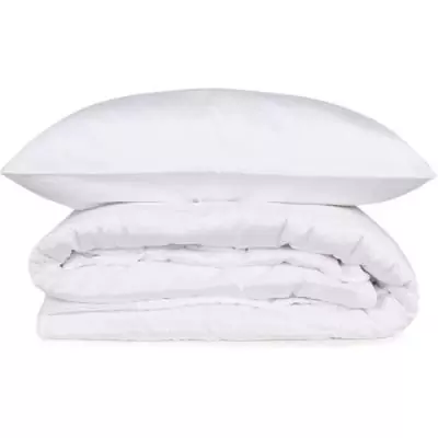 Parure de lit satinée 100% coton - Blanc