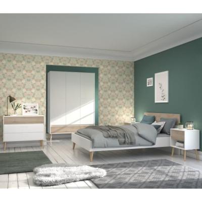Commode - AALBORG - 3 tiroirs - Blanc - Style scandinave - 90,8 x 40 x 77,5 - PARISOT