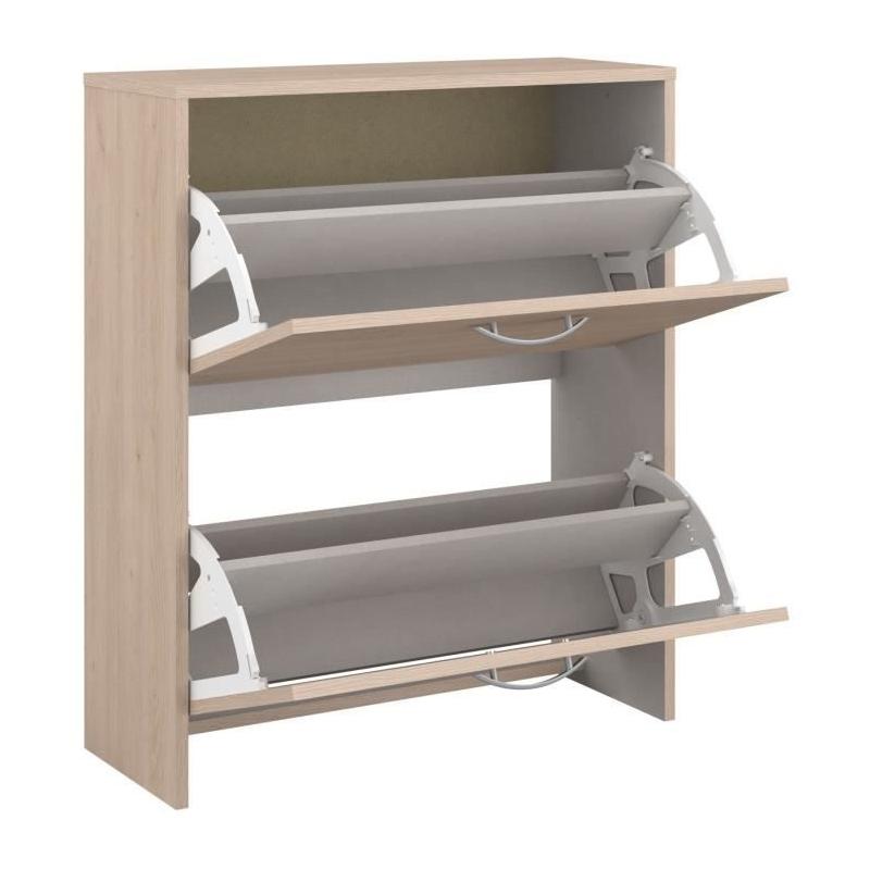 Meuble a chaussures 2 abattants - EASY LIFE - Chene - 66,5 x 78,5 x 25,1 - PARISOT