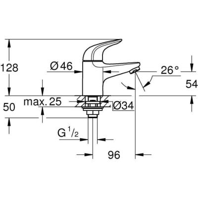 Robinet monofluide lave-mains GROHE Swift - Chromé XS - Économie d'eau