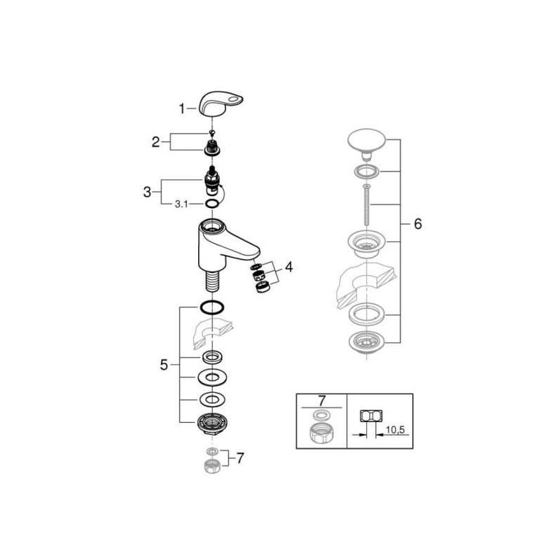 Robinet monofluide lave-mains GROHE Swift - Chromé XS - Économie d'eau