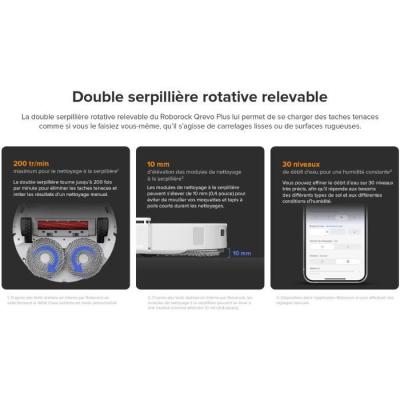 Aspirateur Robot Laveur avec Station Multifonction - Roborock QRevo Plus Blanc - Puissance 7000 Pa - Serpillere extensible