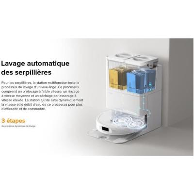 Aspirateur Robot Laveur avec Station Multifonction - Roborock QRevo Plus Blanc - Puissance 7000 Pa - Serpillere extensible