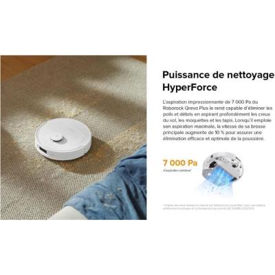 Aspirateur Robot Laveur avec Station Multifonction - Roborock QRevo Plus Blanc - Puissance 7000 Pa - Serpillere extensible